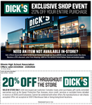 DICK'S Sporting Goods Exclusive 20% Off IHSA Shop Event: February 23-25