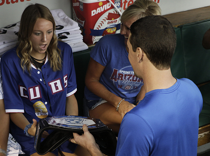 Cubs Pitcher Kyle Hendricks Surprises St. Charles North's Hailey Rydberg  With PepsiCo Showdown MVP Award