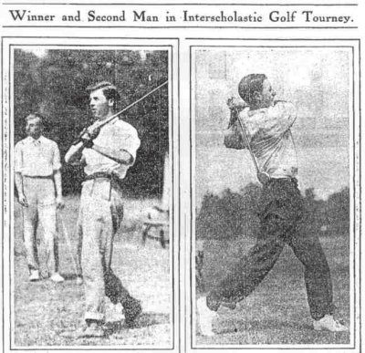1905 Western Interscholastic winner Kenneth Edwards (left) of Armour Academy and runner-up Warren K. Wood of Harvard School.  Chicago Tribune, 18 June 1905
